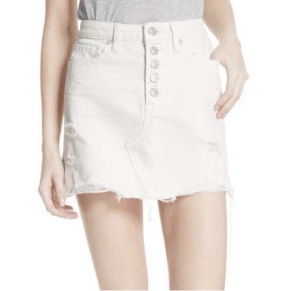 Free People Cream Distressed Mini Skirt (27)